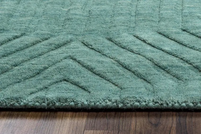 Blue And Teal Wool Geometric Hand Tufted Area Rug Photo 4