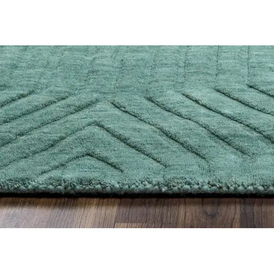 Blue And Teal Wool Geometric Hand Tufted Area Rug Photo 4