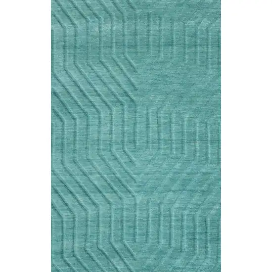 Blue And Teal Wool Geometric Hand Tufted Area Rug Photo 3