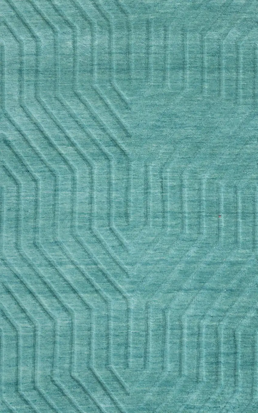 Blue And Teal Wool Geometric Hand Tufted Area Rug Photo 3