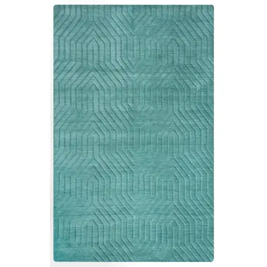 Blue And Teal Wool Geometric Hand Tufted Area Rug Photo 1
