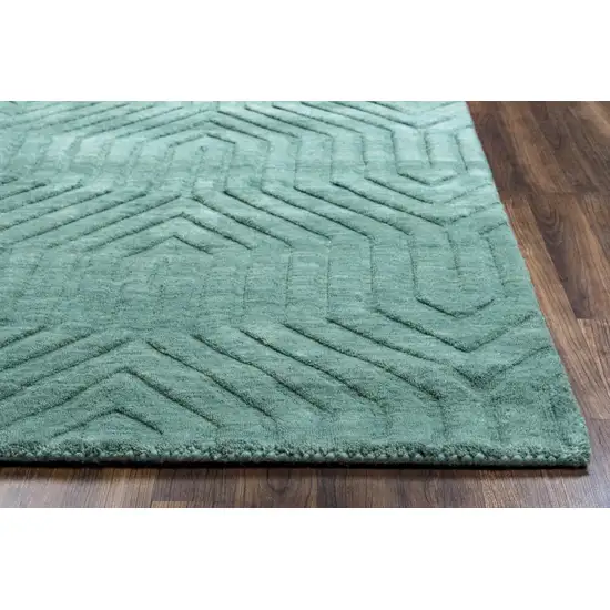 Blue And Teal Wool Geometric Hand Tufted Area Rug Photo 2