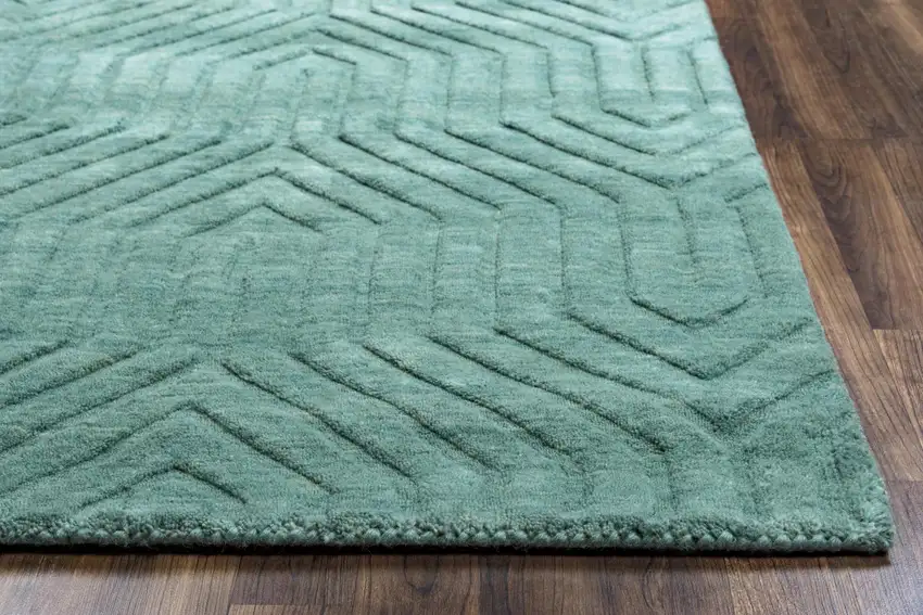Blue And Teal Wool Geometric Hand Tufted Area Rug Photo 2