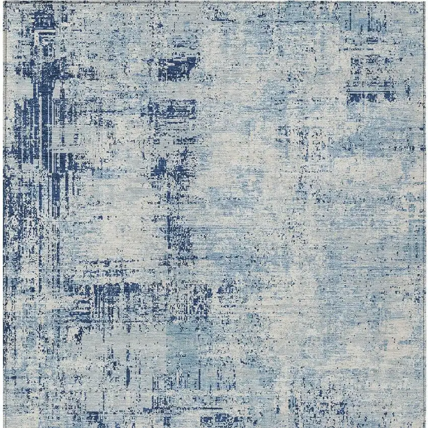 Blue And Wheat Abstract Washable Indoor Outdoor Area Rug Photo 4