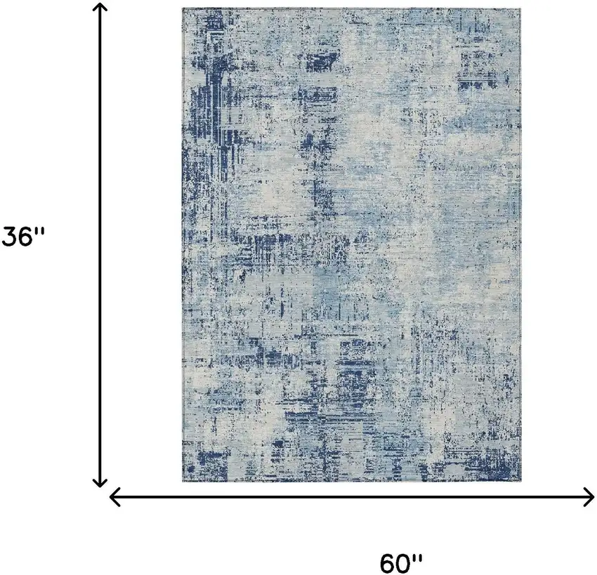 Blue And Wheat Abstract Washable Indoor Outdoor Area Rug Photo 9