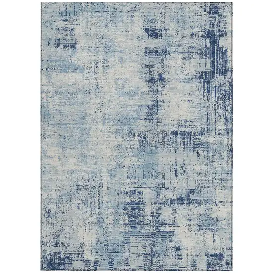Blue And Wheat Abstract Washable Indoor Outdoor Area Rug Photo 4