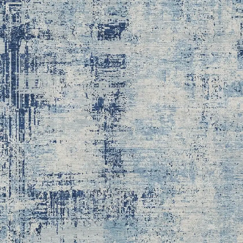 Blue And Wheat Abstract Washable Indoor Outdoor Area Rug Photo 5