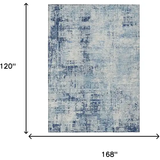 Blue And Wheat Abstract Washable Indoor Outdoor Area Rug Photo 9