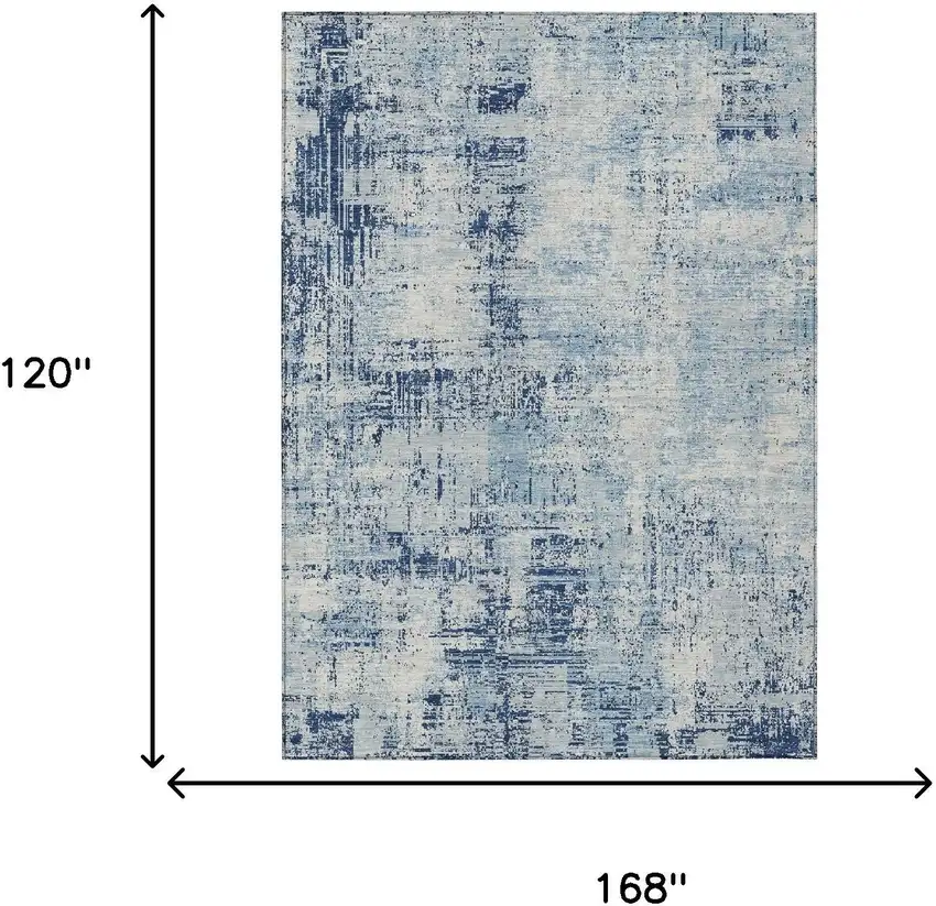 Blue And Wheat Abstract Washable Indoor Outdoor Area Rug Photo 9