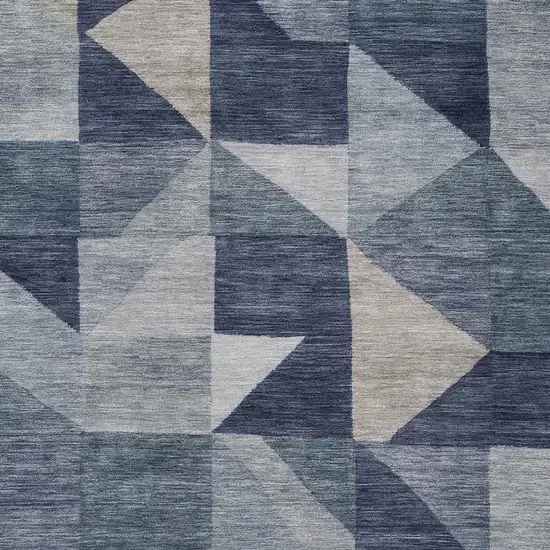 Blue And Wheat Geometric Washable Indoor Outdoor Area Rug Photo 2