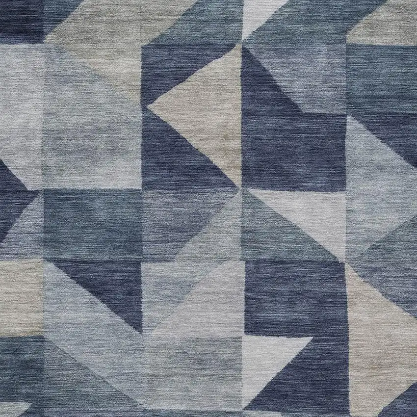 Blue And Wheat Geometric Washable Indoor Outdoor Area Rug Photo 2