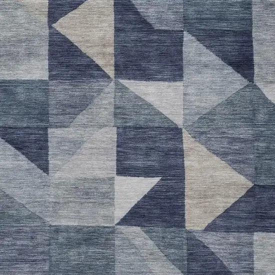 Blue And Wheat Geometric Washable Indoor Outdoor Area Rug Photo 2