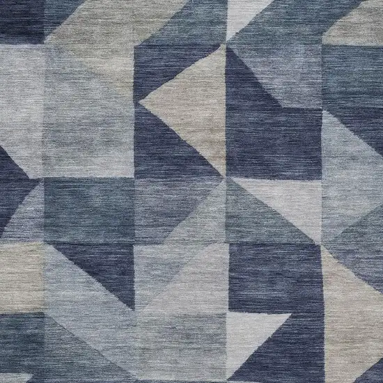 Blue And Wheat Geometric Washable Indoor Outdoor Area Rug Photo 2