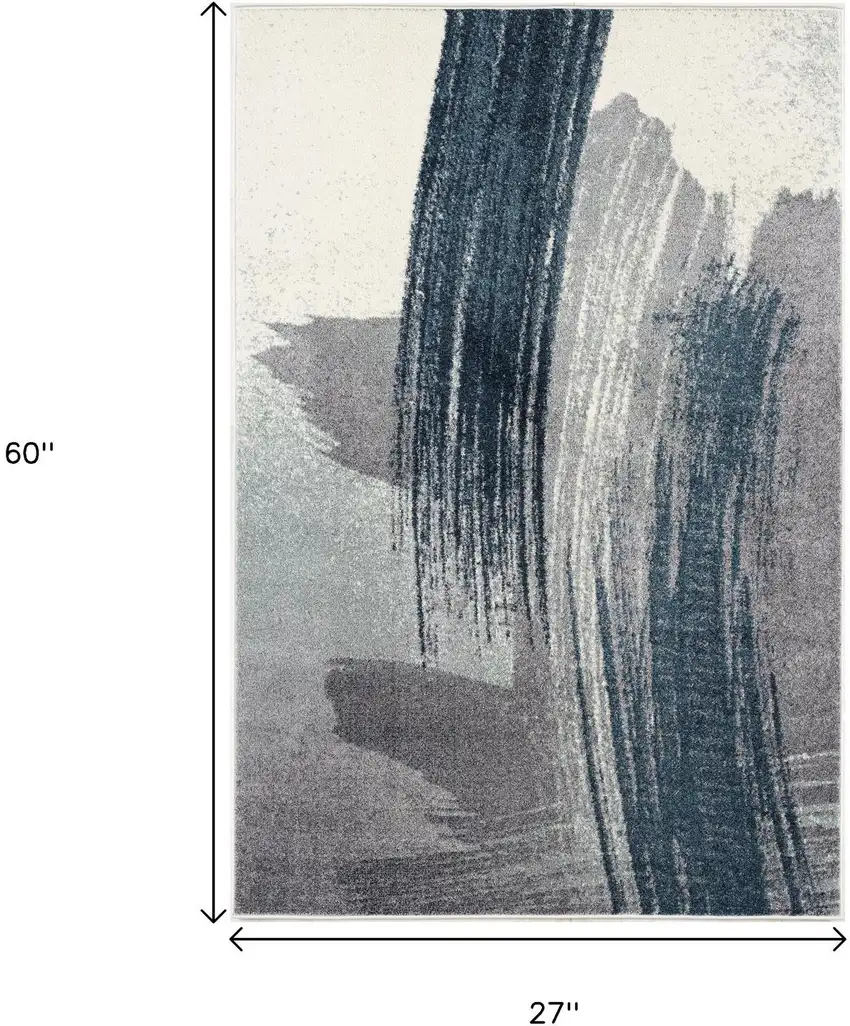 Blue And White Abstract Area Rug Photo 3