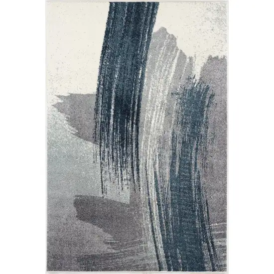Blue And White Abstract Area Rug Photo 2