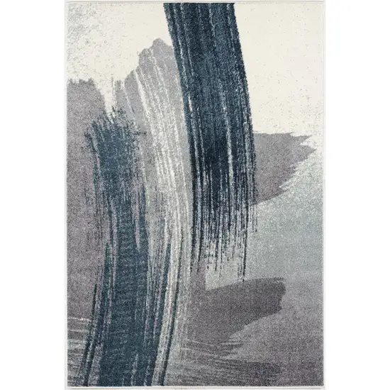 Blue And White Abstract Area Rug Photo 4