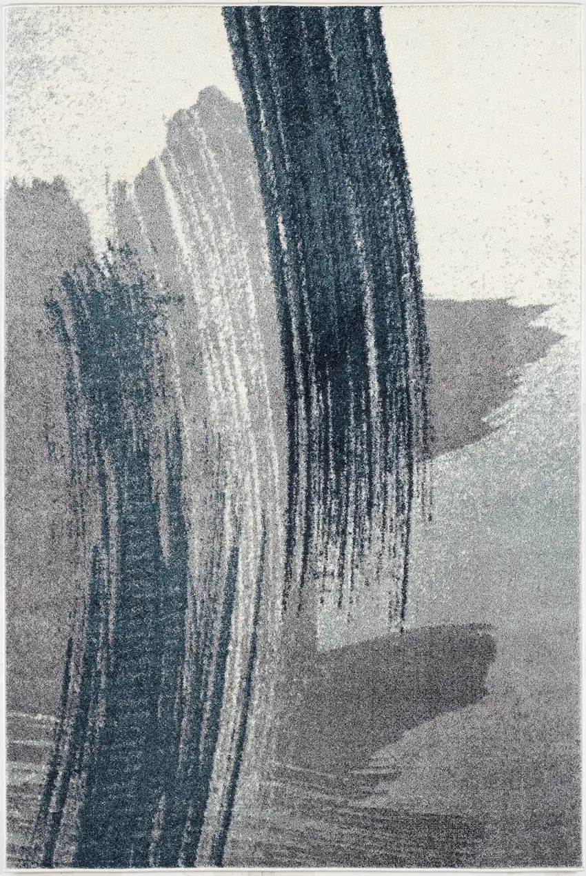 Blue And White Abstract Area Rug Photo 4