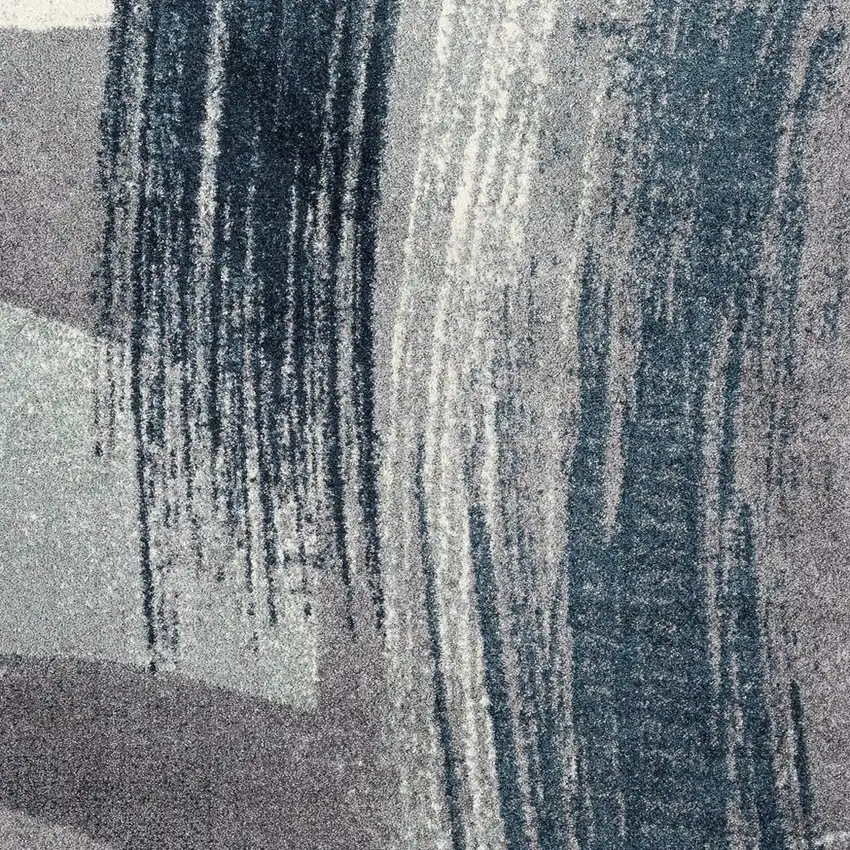 Blue And White Abstract Area Rug Photo 4