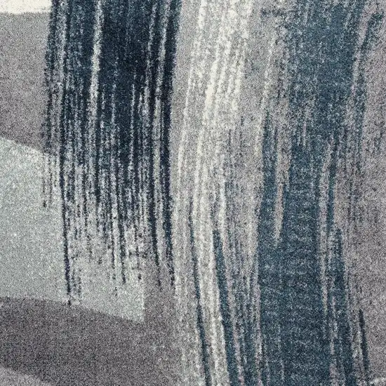 Blue And White Abstract Area Rug Photo 3