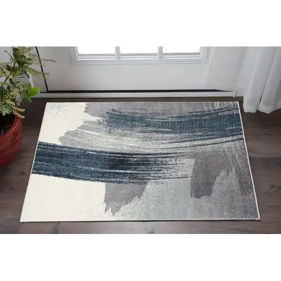 Blue And White Abstract Area Rug Photo 1