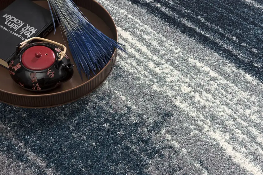 Blue And White Abstract Area Rug Photo 8