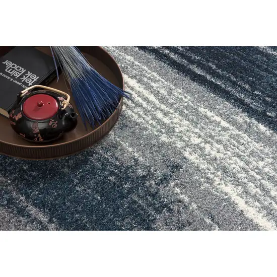 Blue And White Abstract Area Rug Photo 9