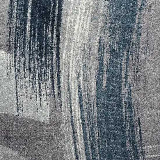 Blue And White Abstract Area Rug Photo 4