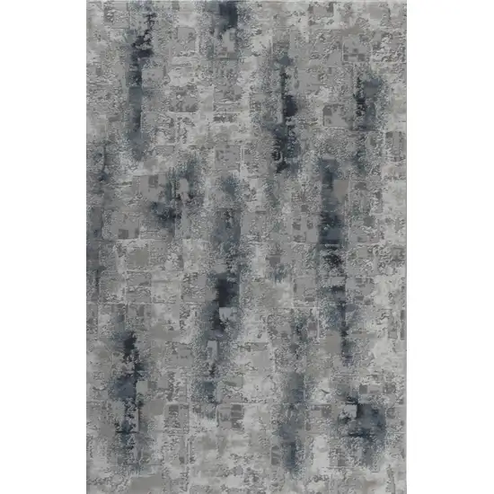 Blue And White Abstract Distressed Area Rug Photo 2