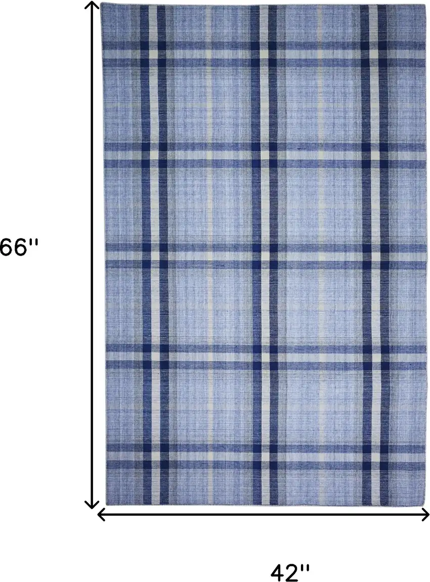 Blue And White Abstract Hand Woven Stain Resistant Area Rug Photo 10