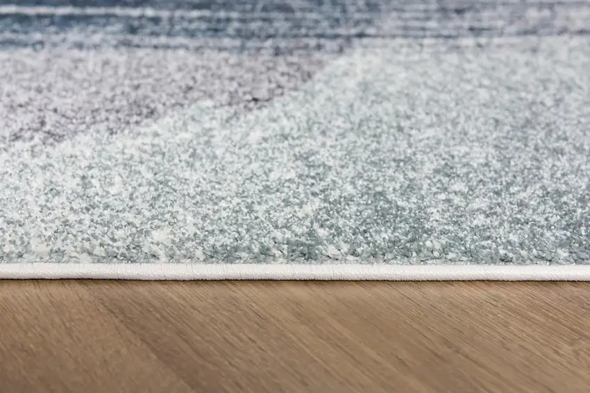 Blue And White Abstract Square Rug Photo 8