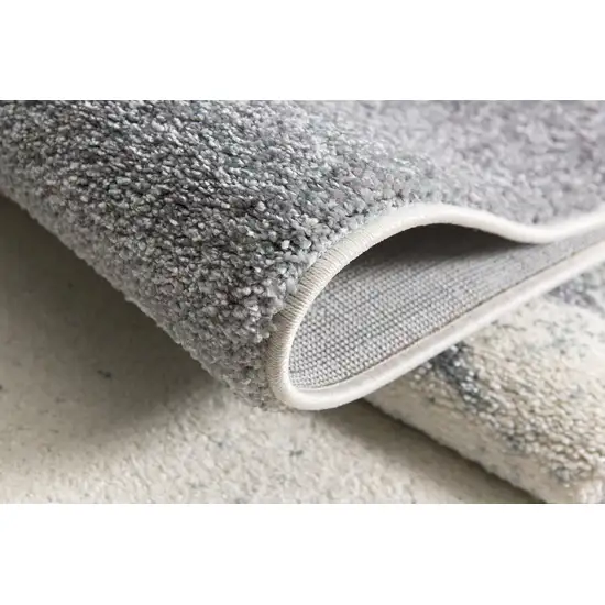 Blue And White Abstract Square Rug Photo 6