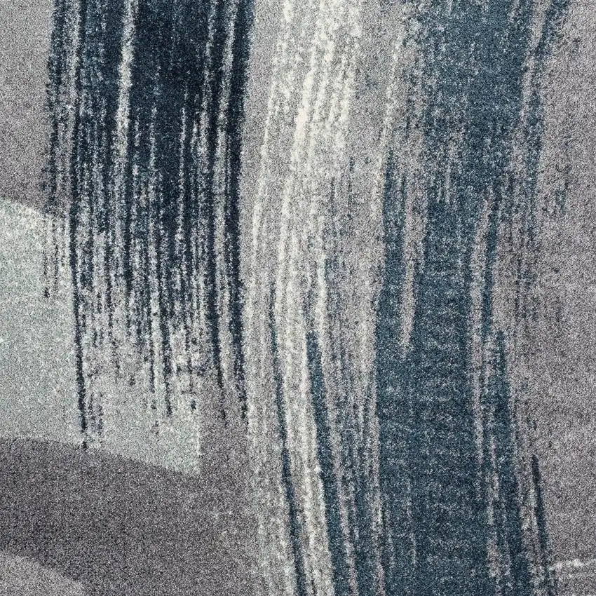 Blue And White Abstract Square Rug Photo 4