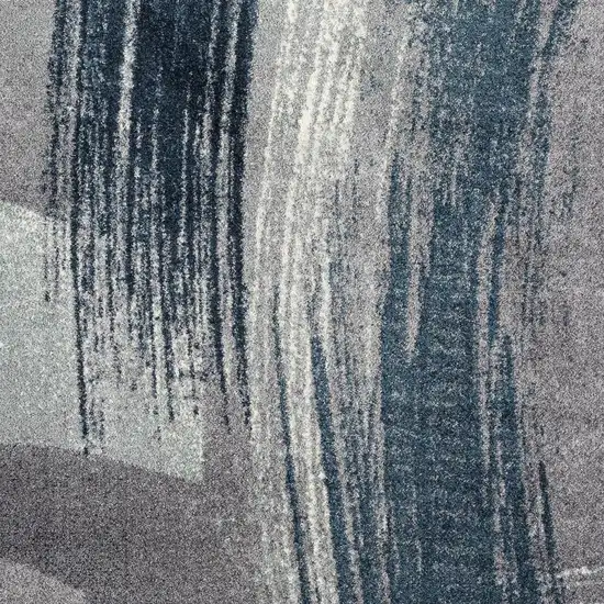 Blue And White Abstract Square Rug Photo 3