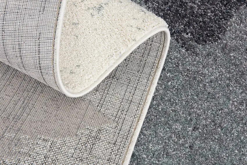 Blue And White Abstract Square Rug Photo 6