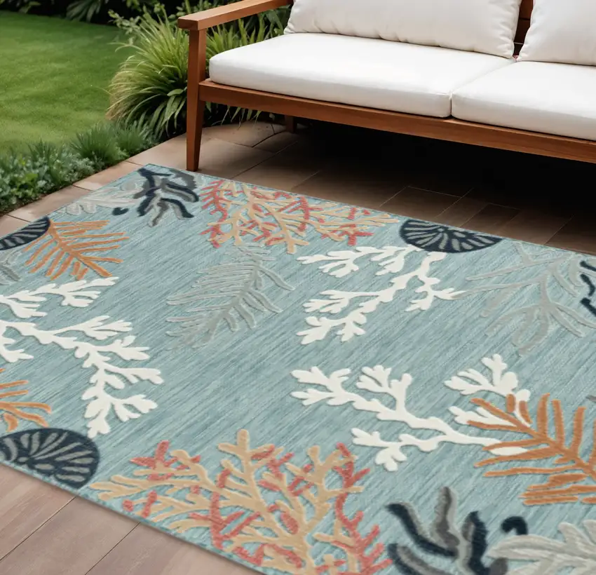 Blue And White Indoor Outdoor Area Rug Photo 2