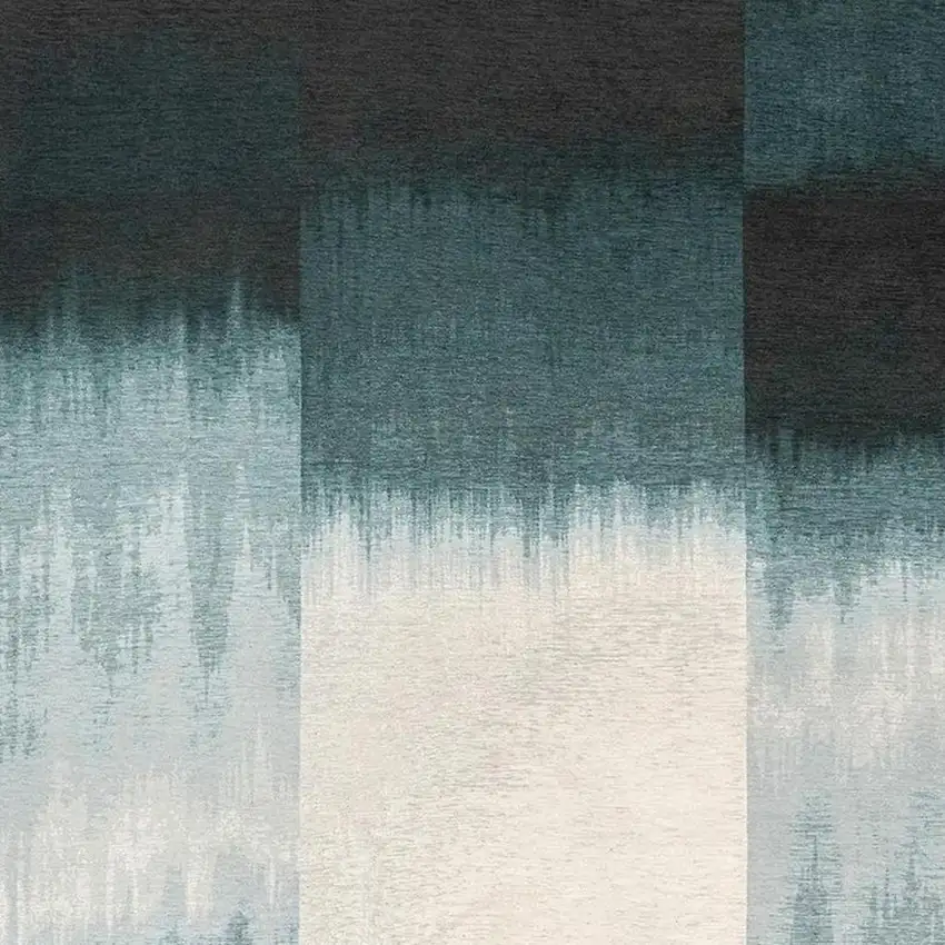 Blue And White Abstract Washable Area Rug With UV Protection Photo 3