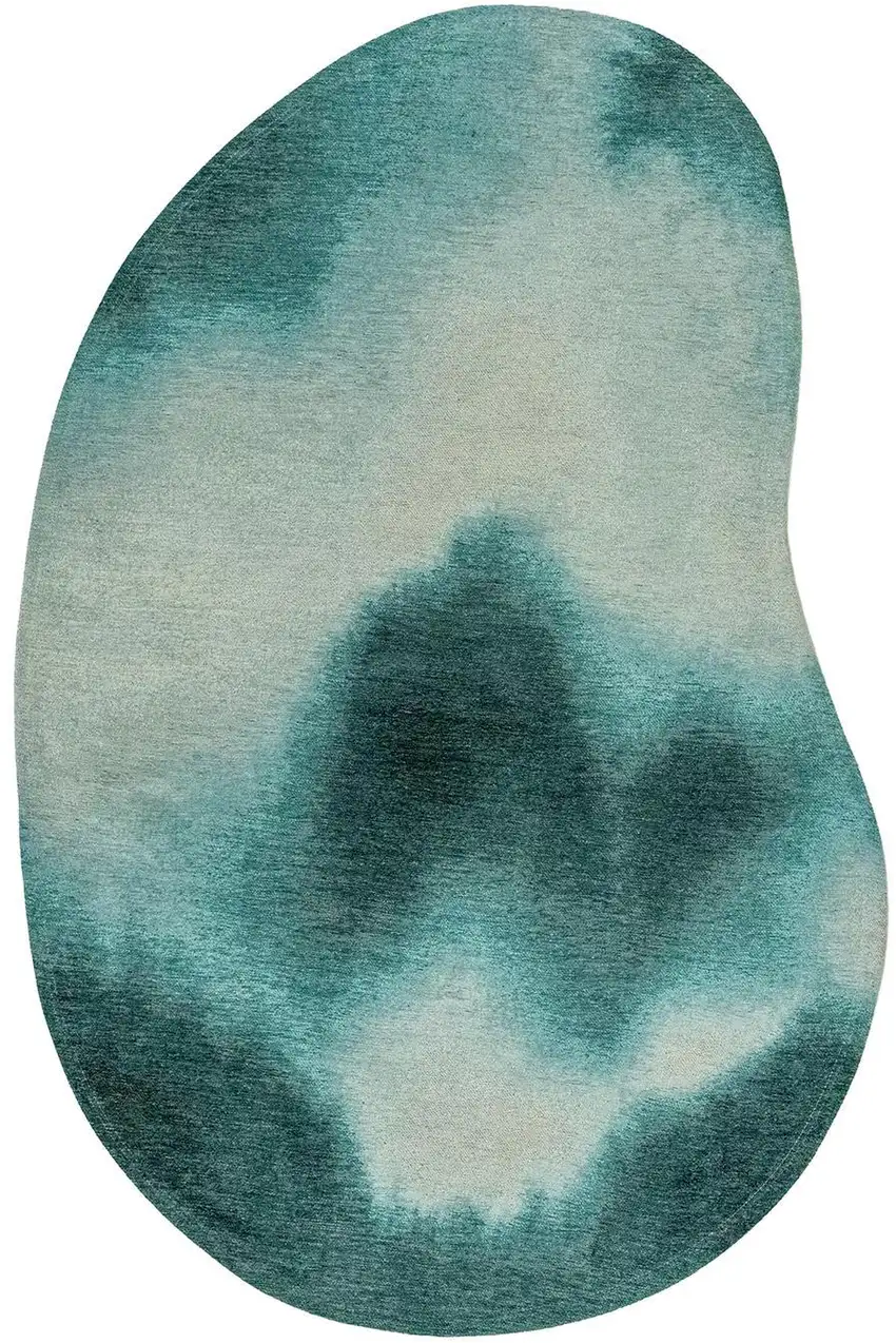 Blue And White Abstract Washable Area Rug With UV Protection Photo 4