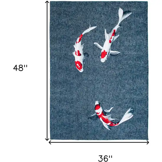 Blue And White Abstract Washable Area Rug Photo 5