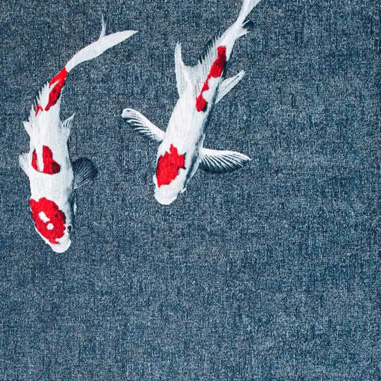 Blue And White Abstract Washable Area Rug Photo 3