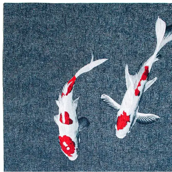 Blue And White Abstract Washable Area Rug Photo 3