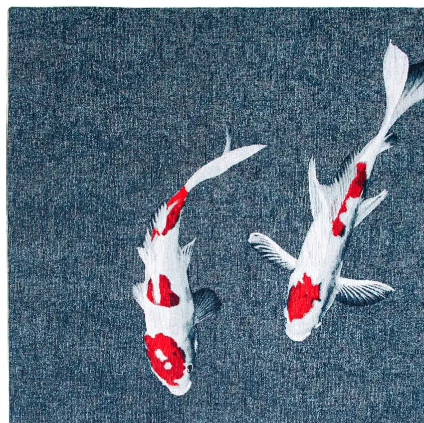 Blue And White Abstract Washable Area Rug Photo 3