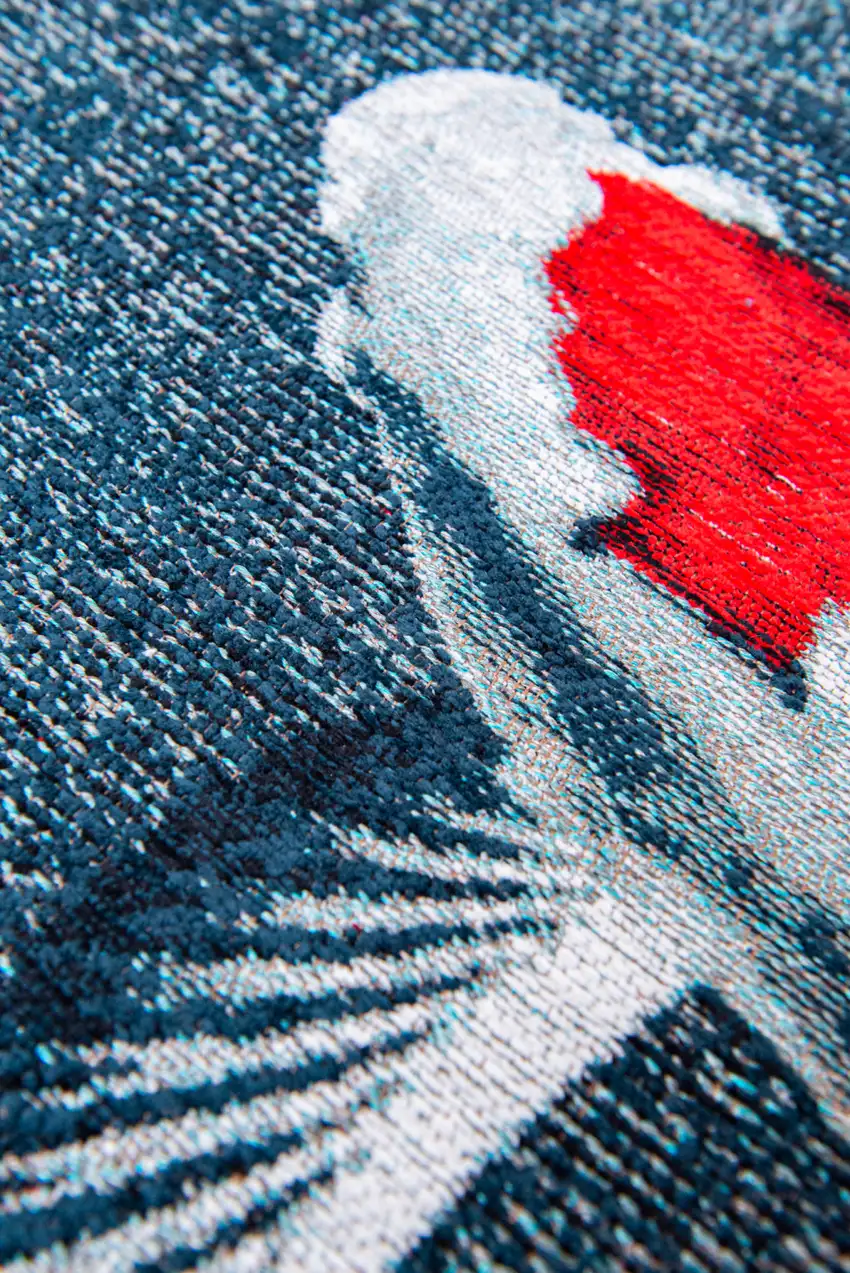 Blue And White Abstract Washable Area Rug Photo 5