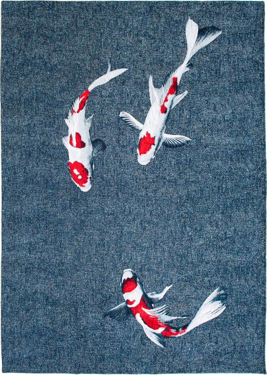 Blue And White Abstract Washable Area Rug Photo 2