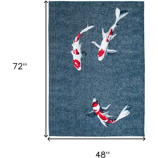 Blue And White Abstract Washable Area Rug Photo 4