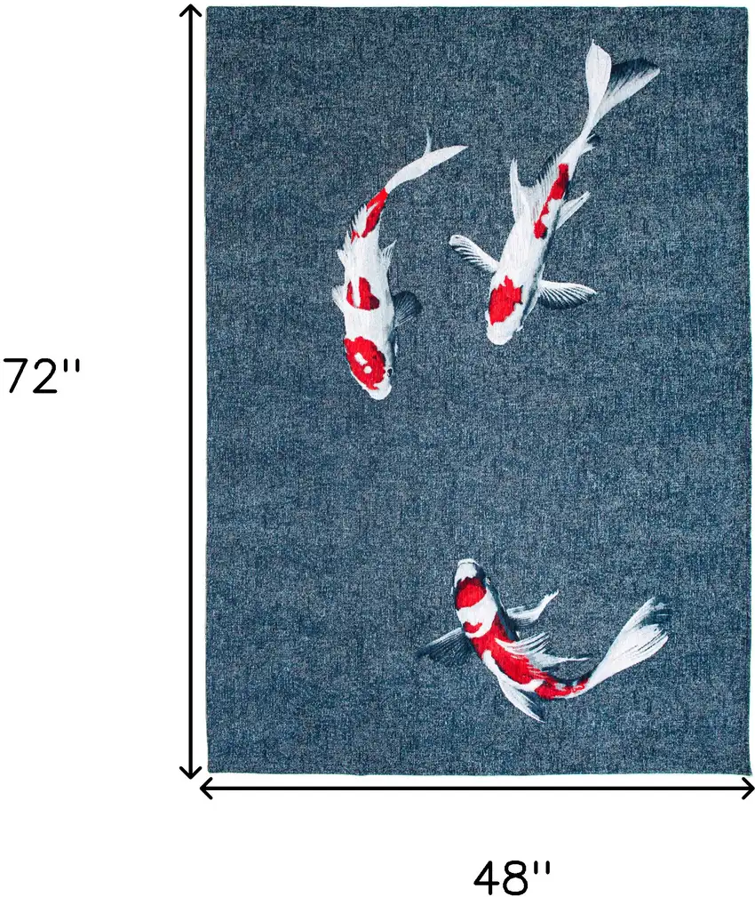 Blue And White Abstract Washable Area Rug Photo 4