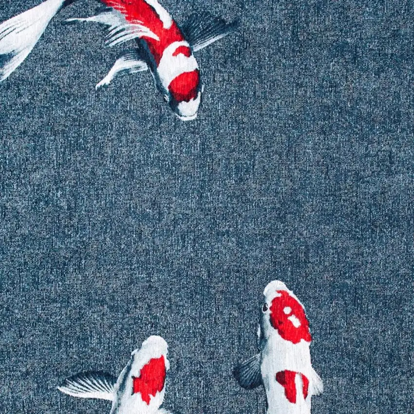 Blue And White Abstract Washable Area Rug Photo 3