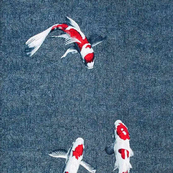 Blue And White Abstract Washable Area Rug Photo 4