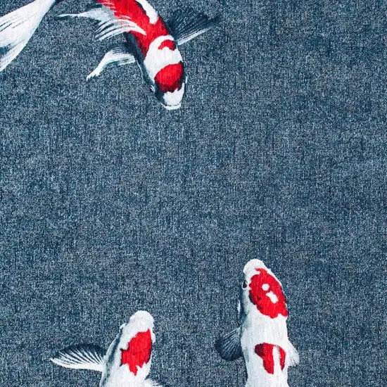 Blue And White Abstract Washable Area Rug Photo 2