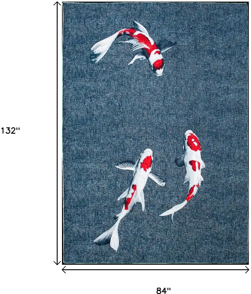 Blue And White Abstract Washable Area Rug Photo 9