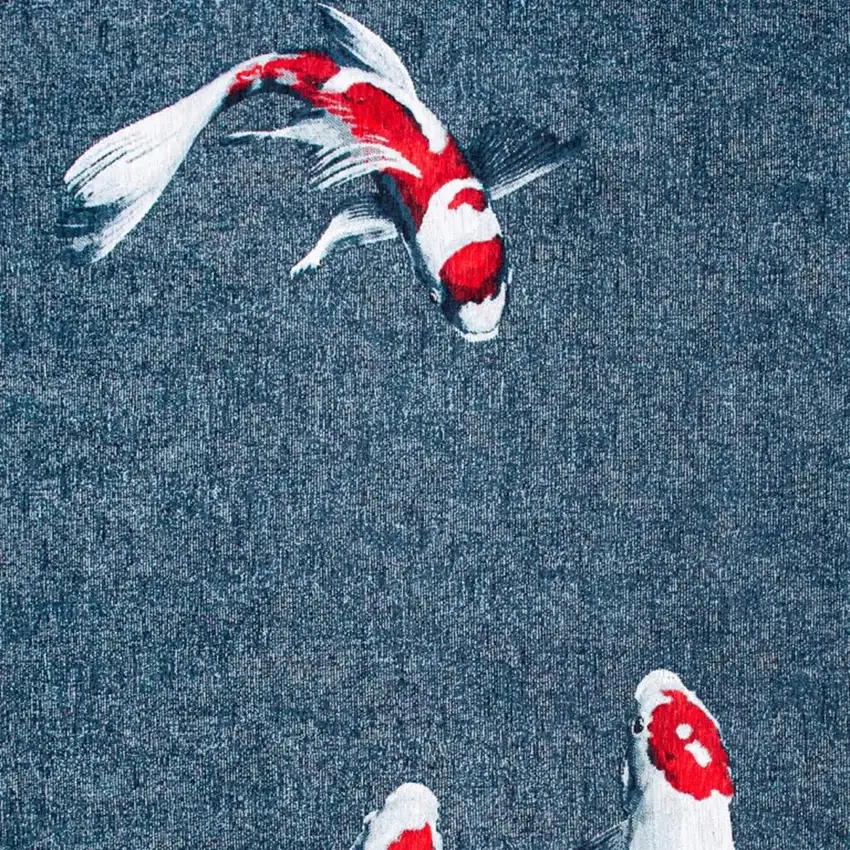 Blue And White Abstract Washable Area Rug Photo 3